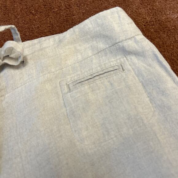 Express Linen Pants Vintage Tan Split Hem Long Drawstring 3/4 womens 4 Wide Leg - Picture 3 of 5